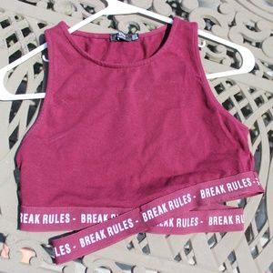 Tight Maroon Halter Neck Crop Top with straps